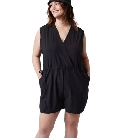 Athleta Pants - Athleta | Women’s Black Marlow Romper Plus Size 2X NWT Cinch Waist Crossover